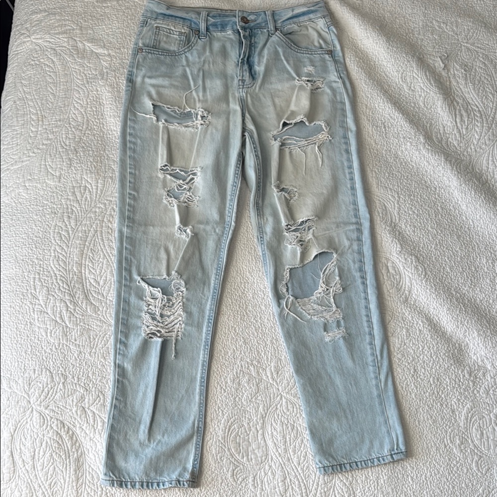 Sincerely Jules Blue Boyfriend Jeans Distressed Vintage Style